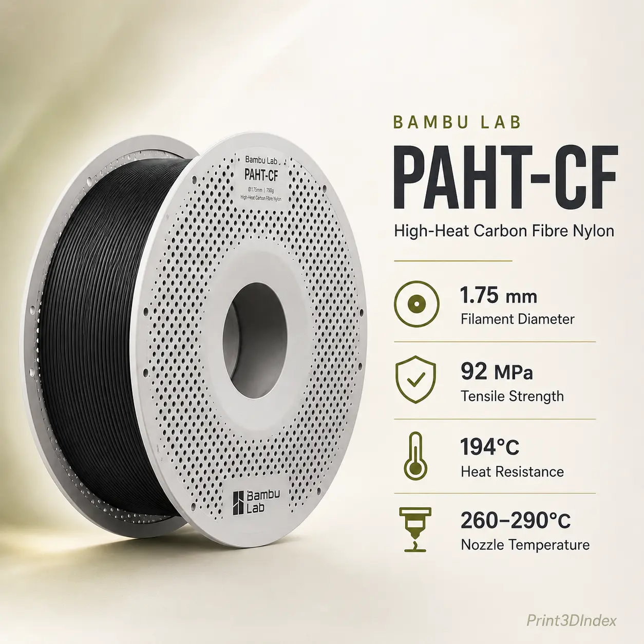 Bambu Lab PAHT-CF: Carbon Fibre Nylon Filament product image
