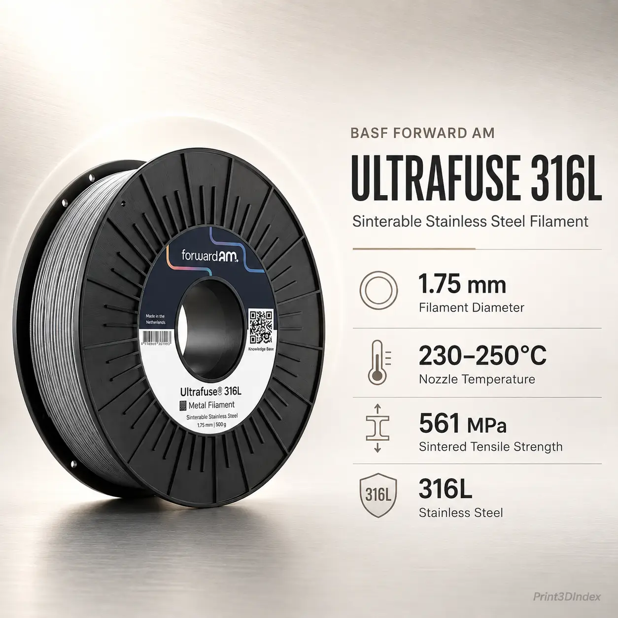 BASF Forward AM Ultrafuse 316L: Metal 3D Printing Filament product image