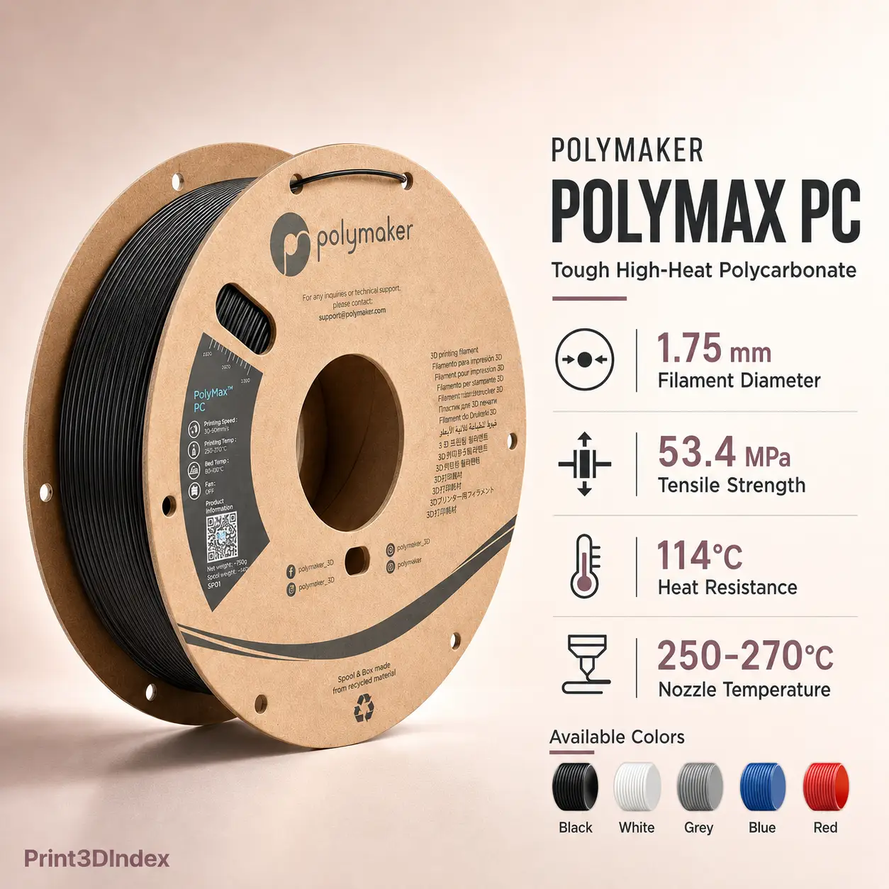 Polymaker PolyMax PC:High-performance PC filament product image