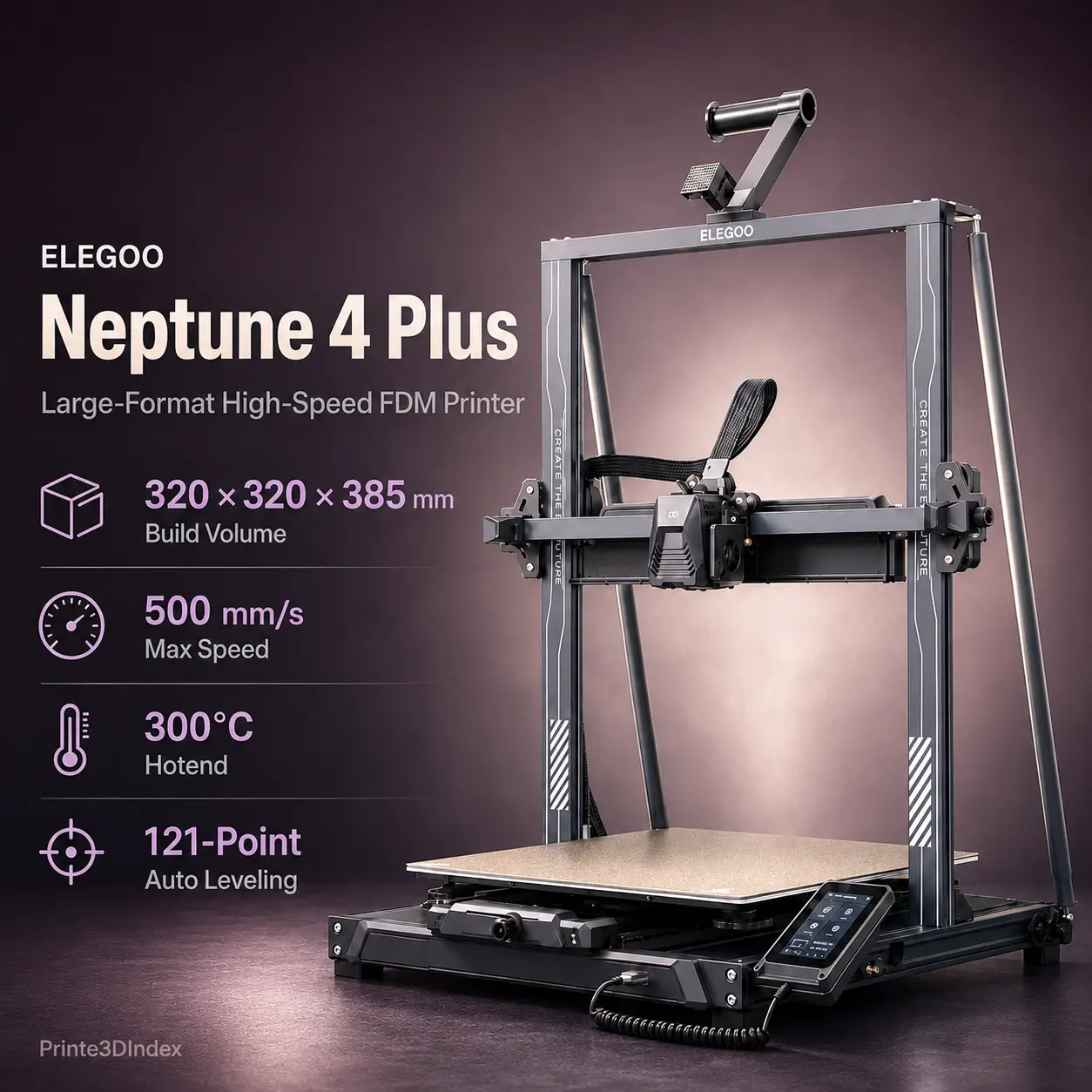 ELEGOO Neptune 4 Plus: Large-Format High-Speed FDM 3D Printer product image