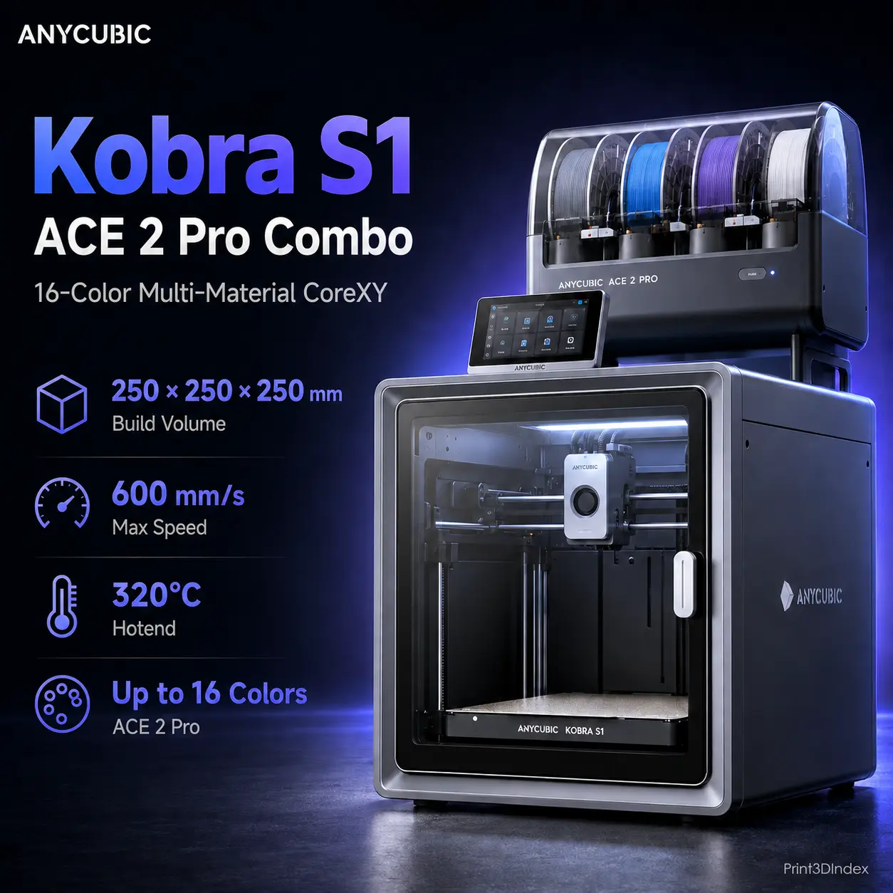 Anycubic Kobra S1 ACE 2 Pro Combo: 16-Color CoreXY 3D Printer product image